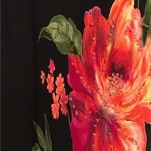 Dress Barn, Black Dress, Floral Pattern with Beads.